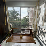 Wooden Reversible Swing With Decorative Jali For Living Room And Balcony
