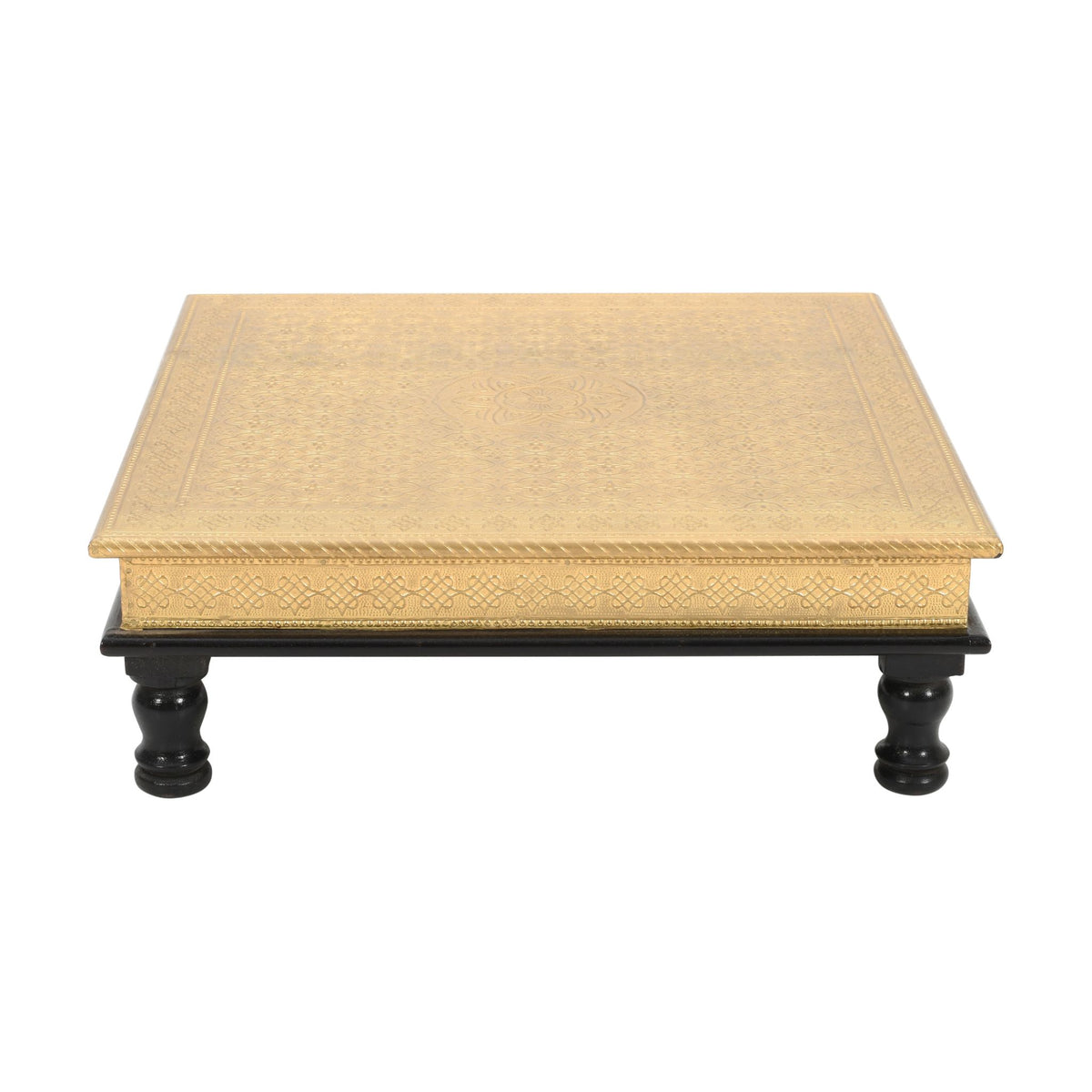 Brass Decorative Wooden Bajot For Pooja 18x18x6 Inch