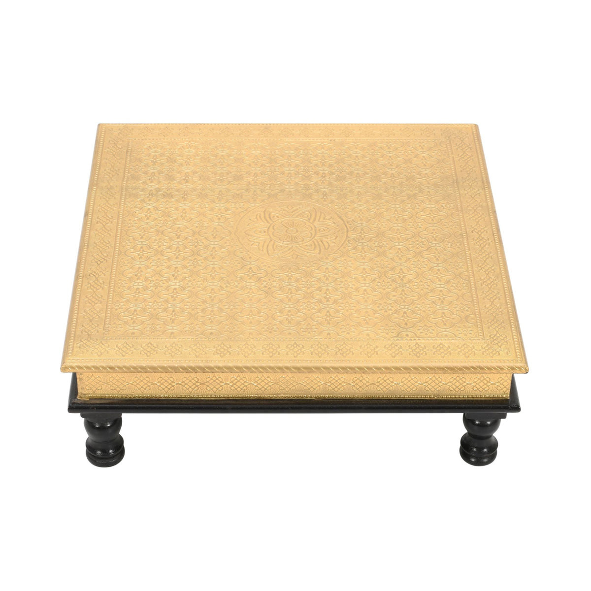 Brass Decorative Wooden Bajot For Pooja 18x18x6 Inch