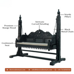 Classic Black Handcrafted Wooden Swing with Stand