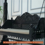 Classic Black Handcrafted Wooden Swing with Stand