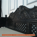 Classic Black Handcrafted Wooden Swing with Stand