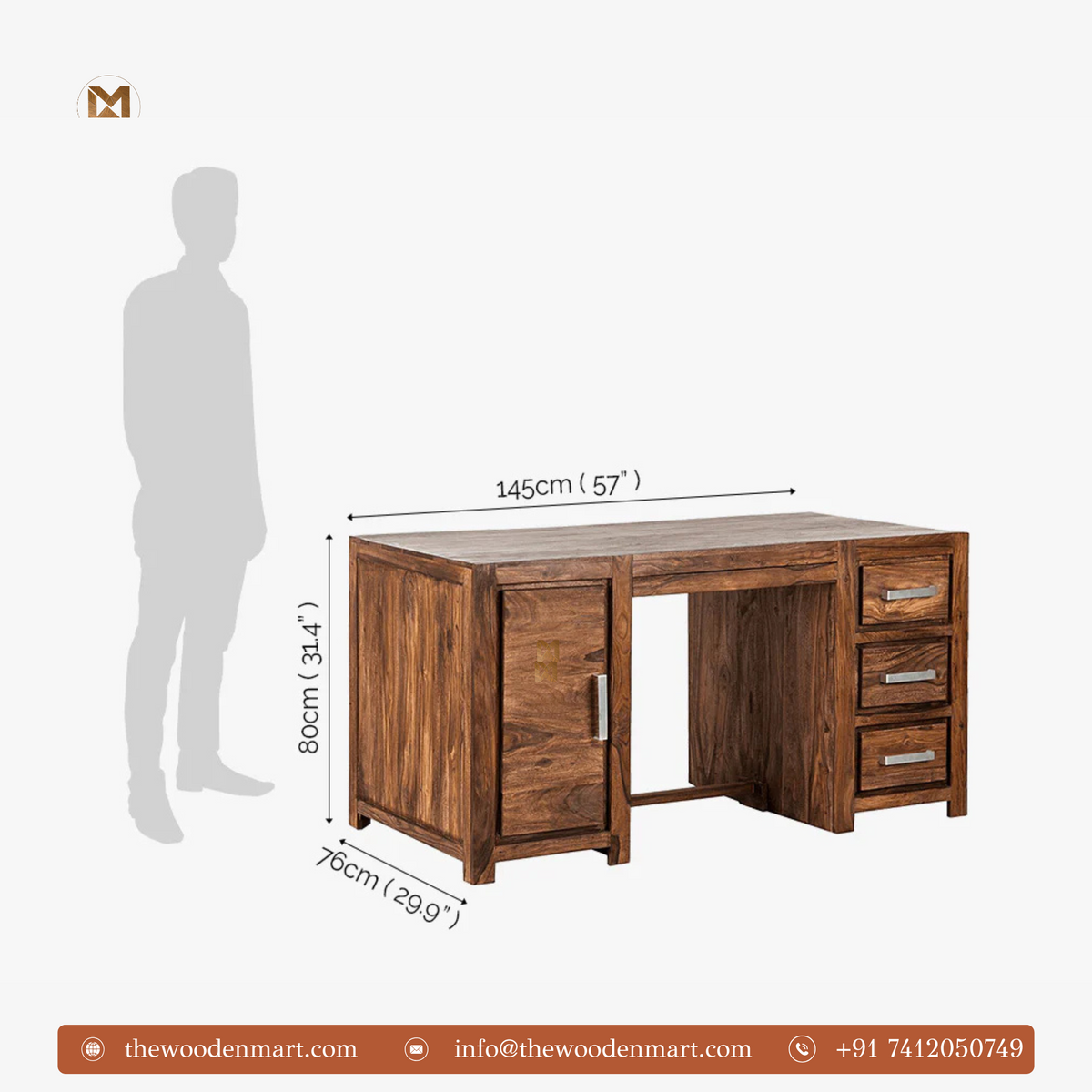 Classic Sheesham Wood Study Desk