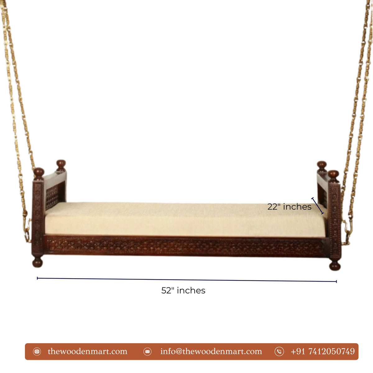 Classic Solid Wooden Swing/Zula Seat With Chain For Living Room