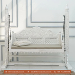 Classic white Handcrafted Wooden Swing with Stand