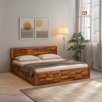 Cube Design Sheesham Wood King Size Bed
