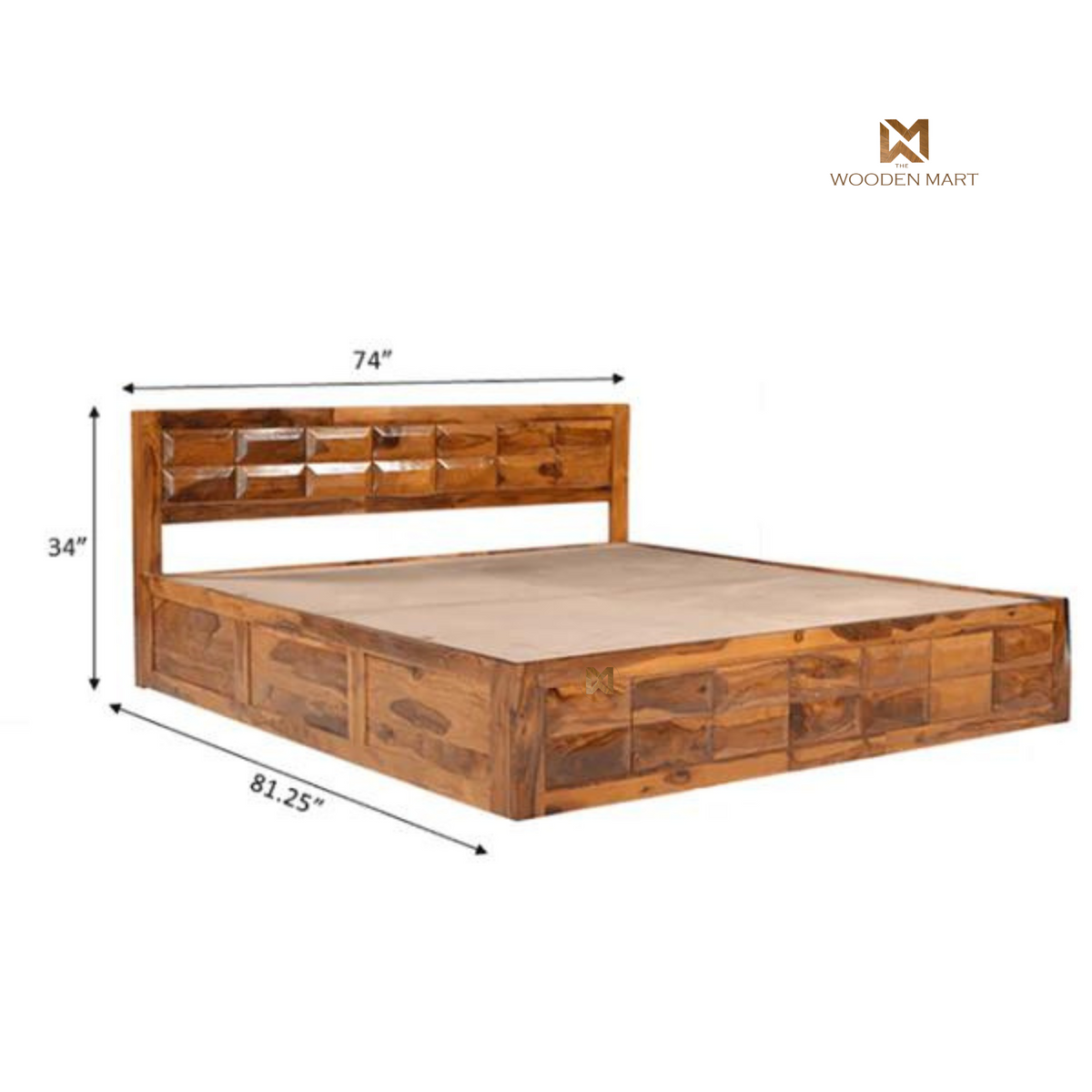Cube Design Sheesham Wood King Size Bed