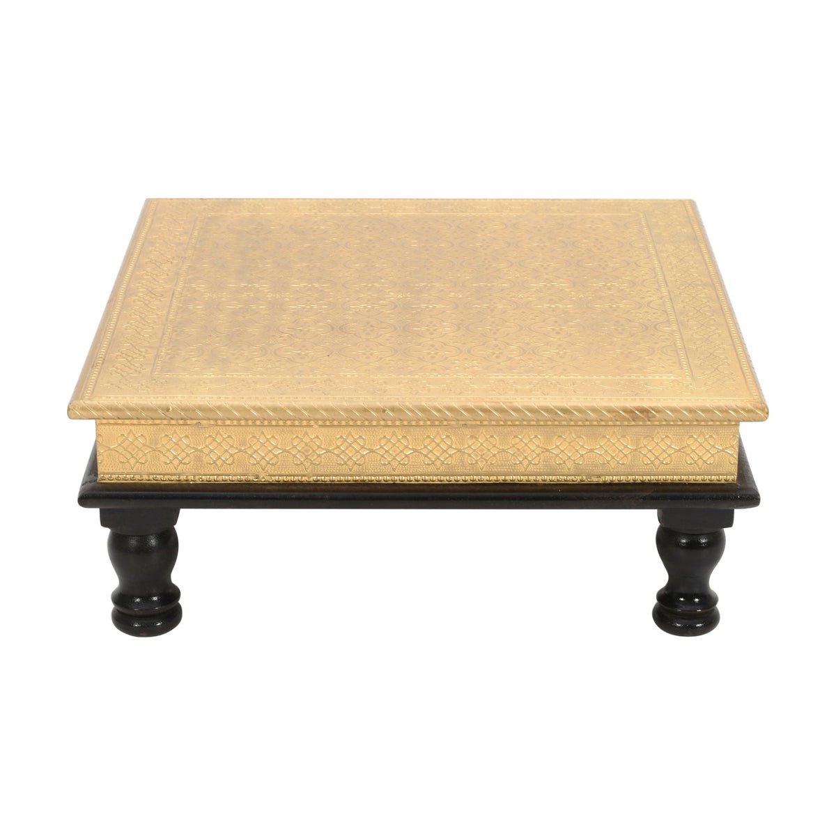 Decorative Wooden Chowki/Bajot For Pooja 15x15x6 Inch