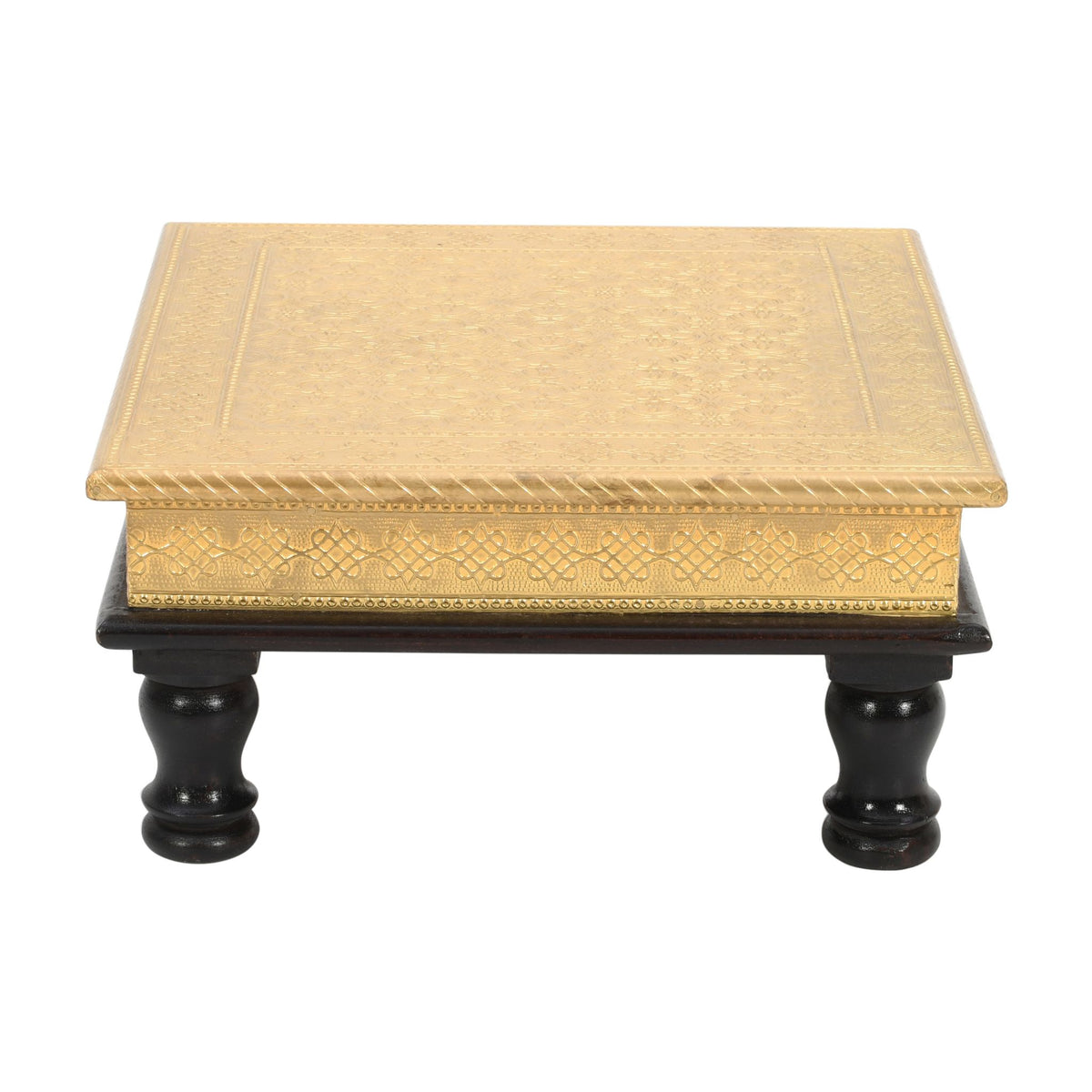 Decorative Wooden Chowki/Bajot For Pooja 12x12x6 Inch