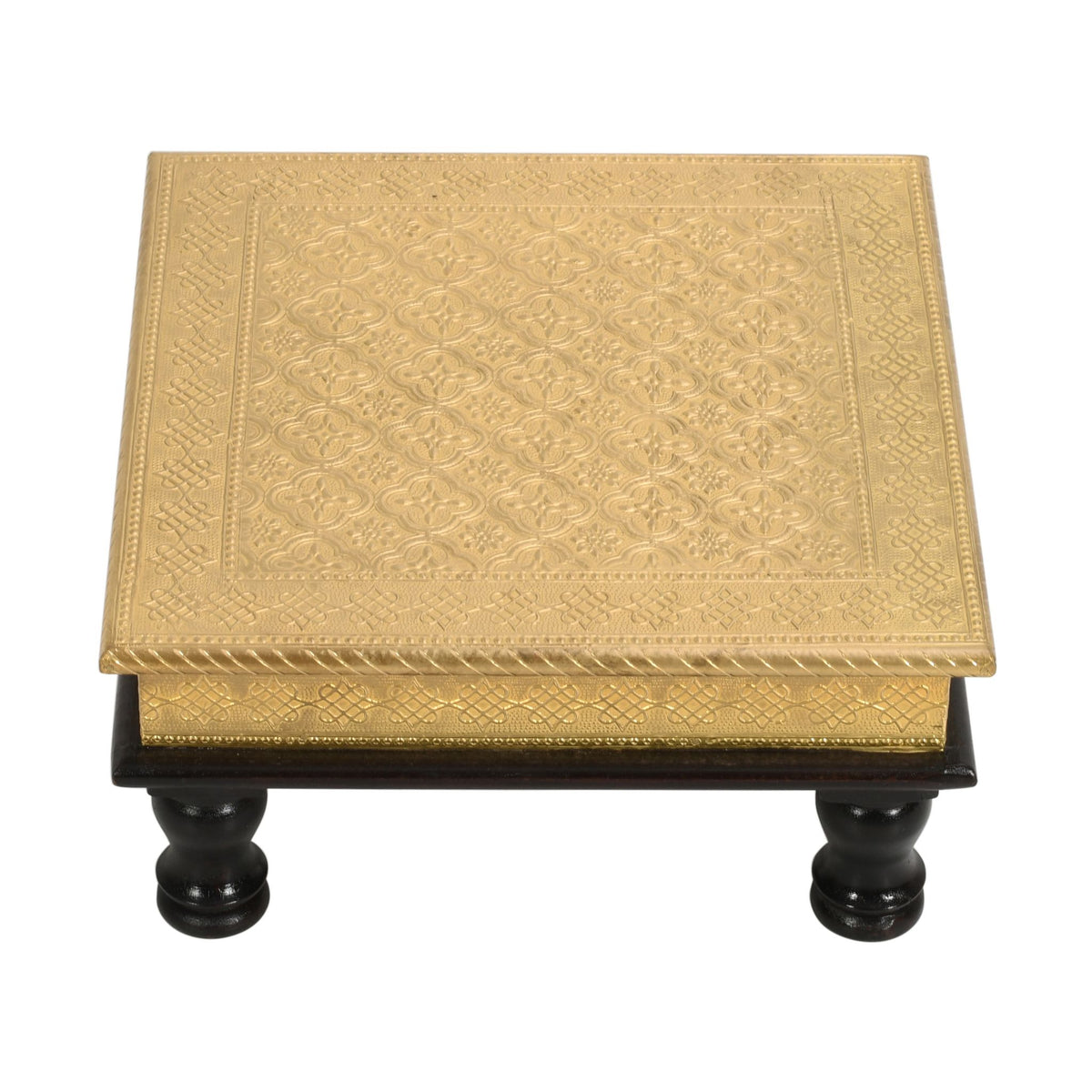 Decorative Wooden Chowki/Bajot For Pooja 12x12x6 Inch