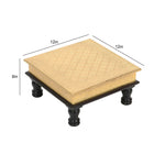 Decorative Wooden Chowki/Bajot For Pooja 12x12x6 Inch