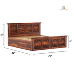 Hand Carved Elephant Design Sheesham Wood Bed