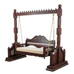 Handcrafted Solid Wood Jhula with Carved Pillars For Living Room