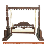 Handcrafted Solid Wood Jhula with Carved Pillars For Living Room