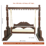 Handcrafted Solid Wood Jhula with Carved Pillars For Living Room