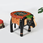Handcrafted Wooden Elephant Stool Black Color