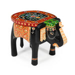 Handcrafted Wooden Elephant Stool Black Color