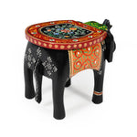 Handcrafted Wooden Elephant Stool Black Color