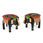 Handcrafted Wooden Elephant Stool Black Color