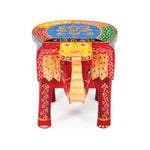 Handcrafted Wooden Elephant Stool Red