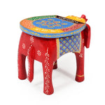 Handcrafted Wooden Elephant Stool Red