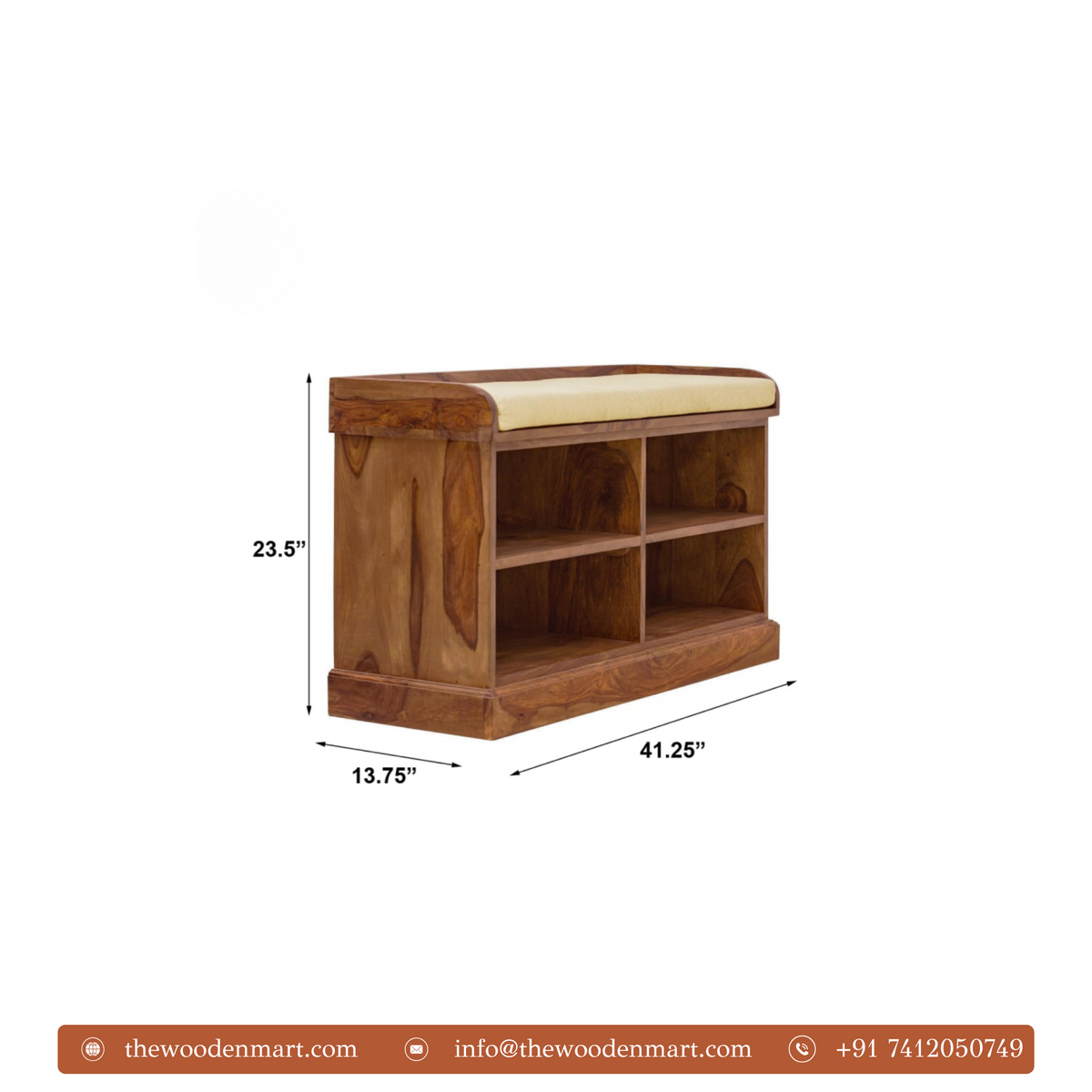 Handmade Sheesham Wood Shoe Rack & Bench