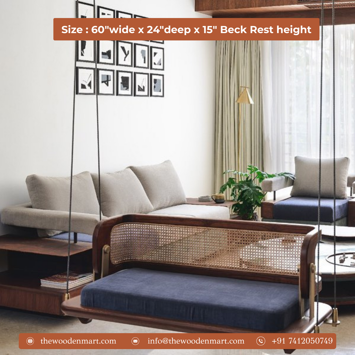 Modern Luxury Wooden Reversible Swing