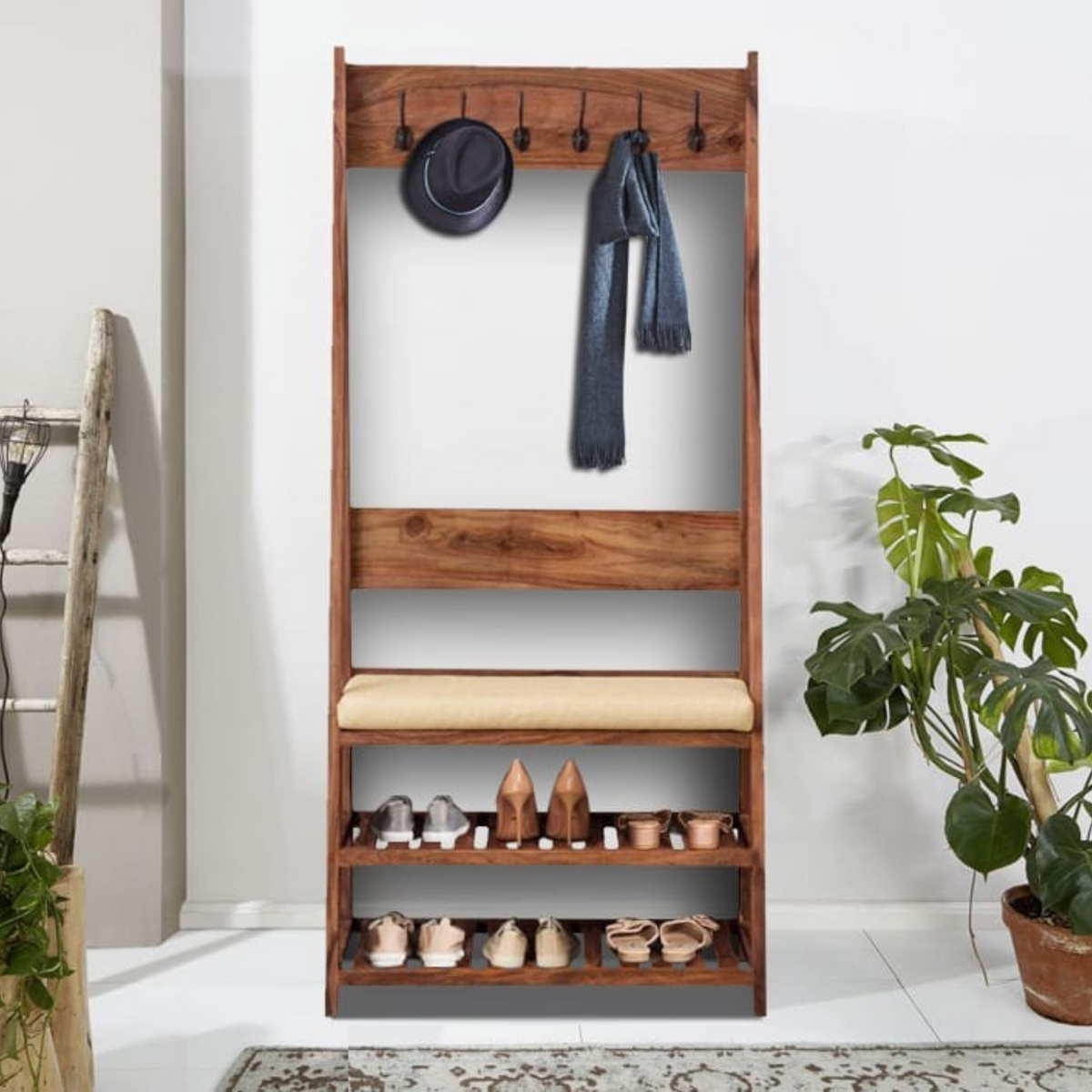 Multi Purpose Wooden Shoe Stand