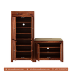 Premium Sheesham Wood Shoe Rack with Seat