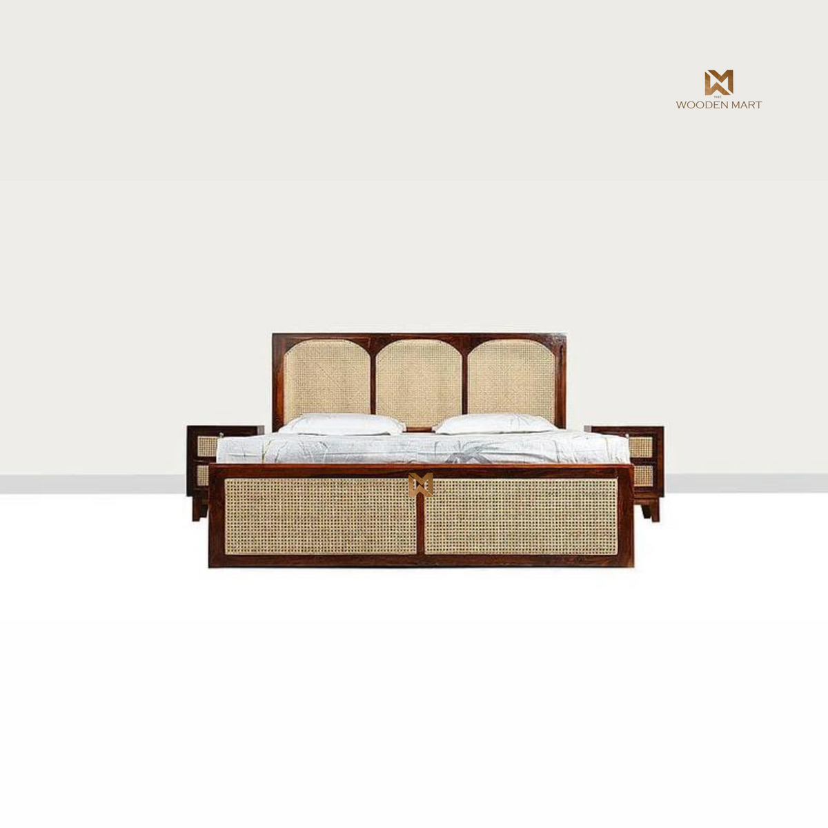 Sheesham Wood Cane & Arched Headboard King Size Bed