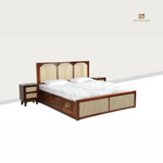 Sheesham Wood Cane & Arched Headboard King Size Bed