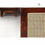 Sheesham Wood Cane & Arched Headboard King Size Bed