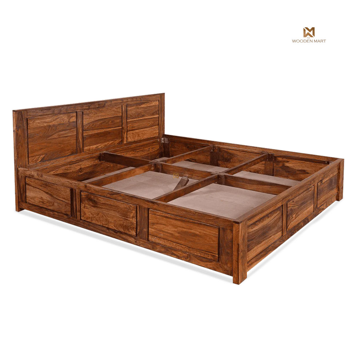 Solid Sheesham Wood King Size Storage Bed
