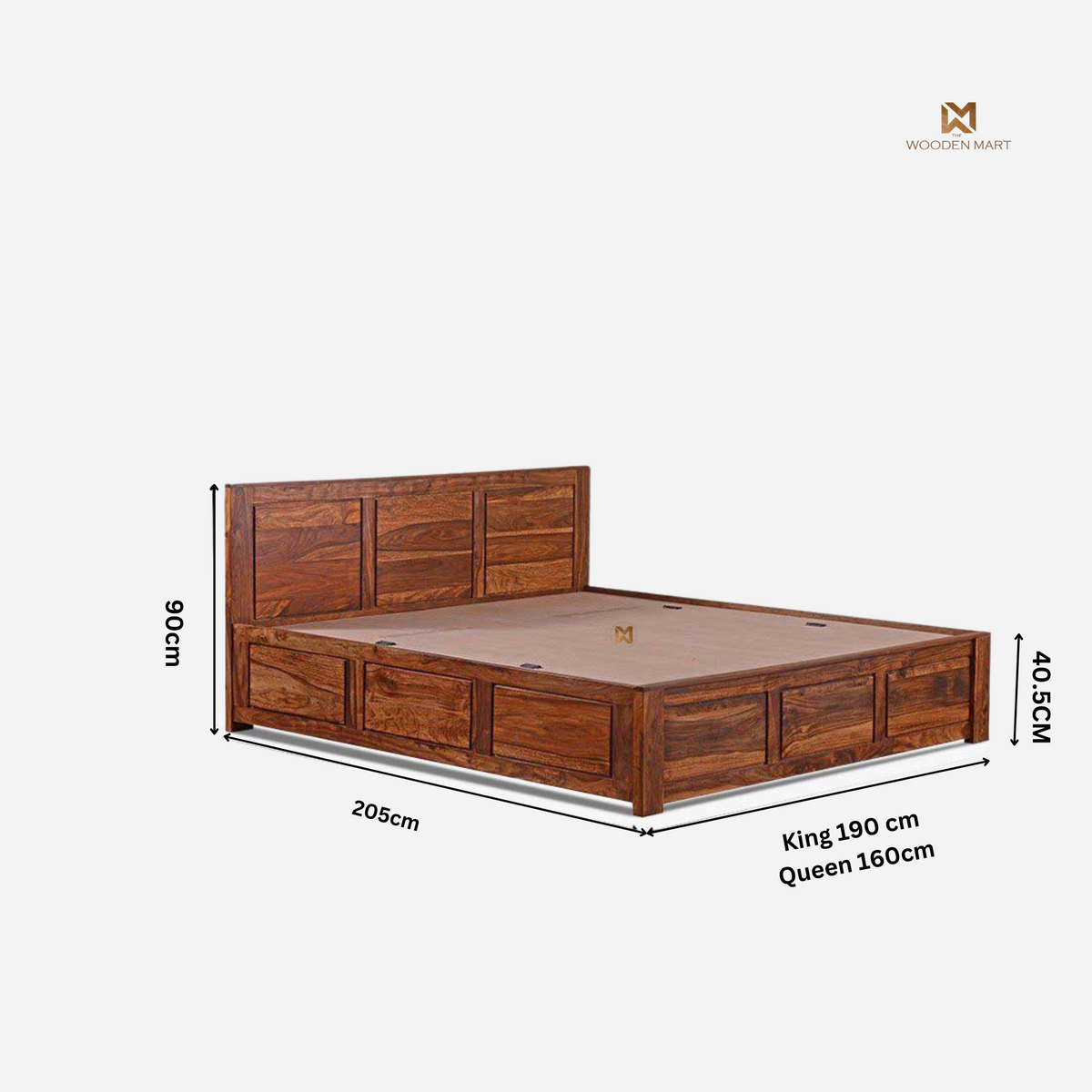 Solid Sheesham Wood King Size Storage Bed