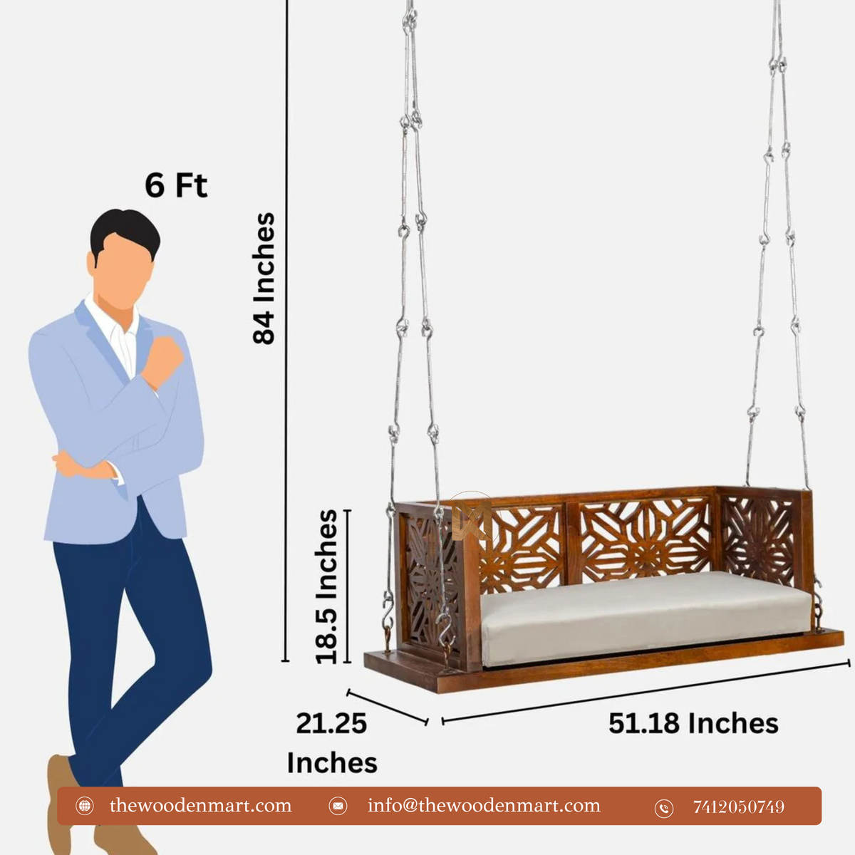 Solid Wood Hanging Swing/Jhula