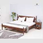 Traditional Solid Sheesham Wood Bed with Turned Posts