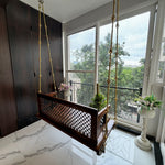 Wooden Reversible Swing With Decorative Jali For Living Room And Balcony