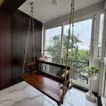 Wooden Reversible Swing With Decorative Jali For Living Room And Balcony