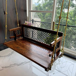 Wooden Reversible Swing With Decorative Jali For Living Room And Balcony