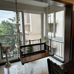 Wooden Reversible Swing With Decorative Jali For Living Room And Balcony