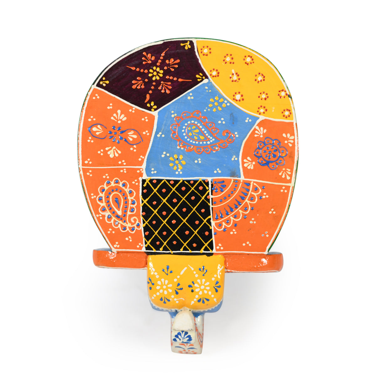 handpainted elephant stool blue