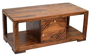 Wooden Coffee Table With Center Drawer