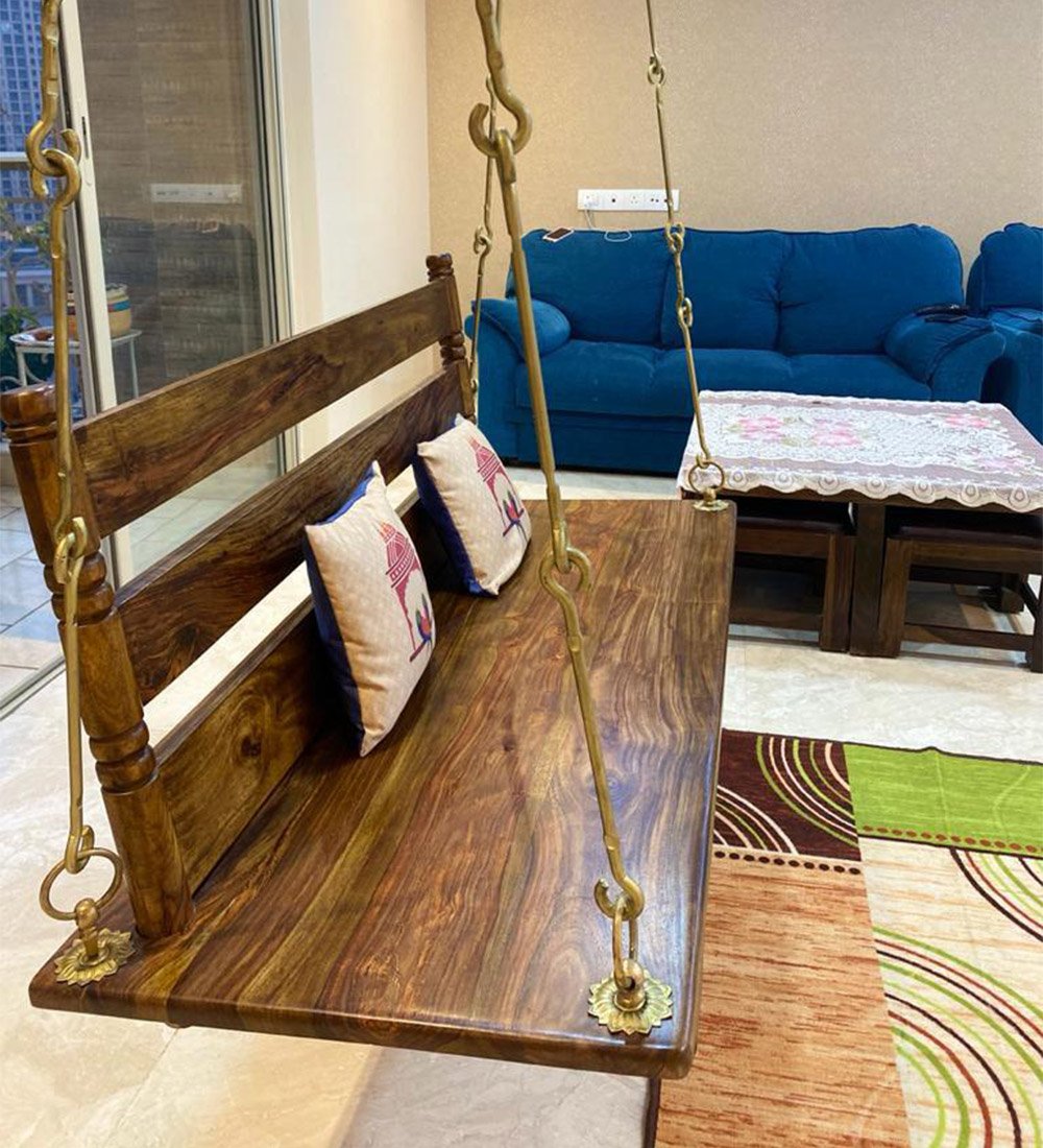 Wooden Swing/Jhula (Brass Coated)