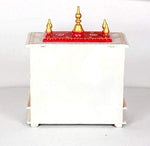 Wooden Temple/Pooja Ghar, White & Red, 20x11x24 Inch