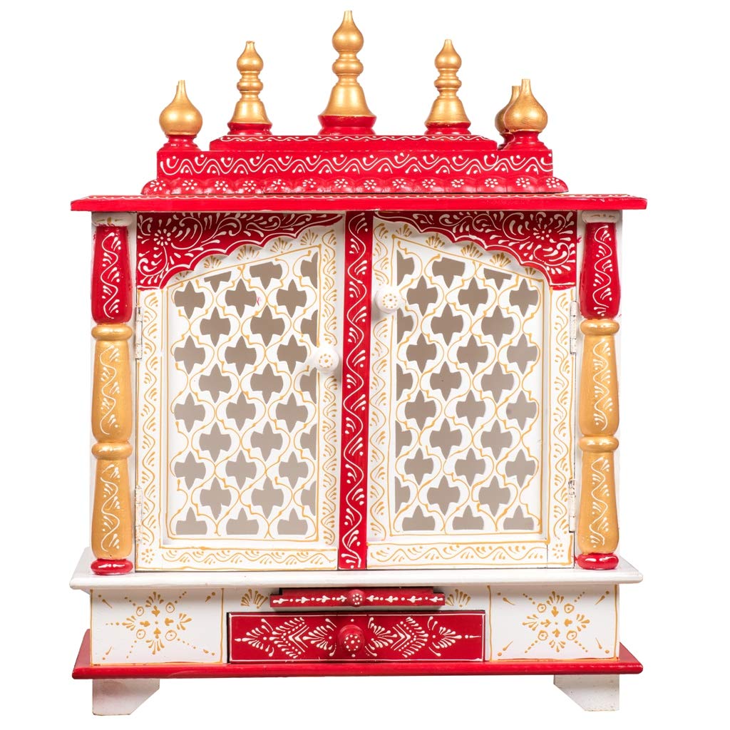 Wooden Temple With Door, Multicolor, 22x11x28 Inch