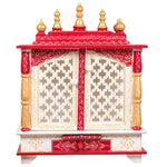 Wooden Temple With Door, Multicolor, 22x11x28 Inch