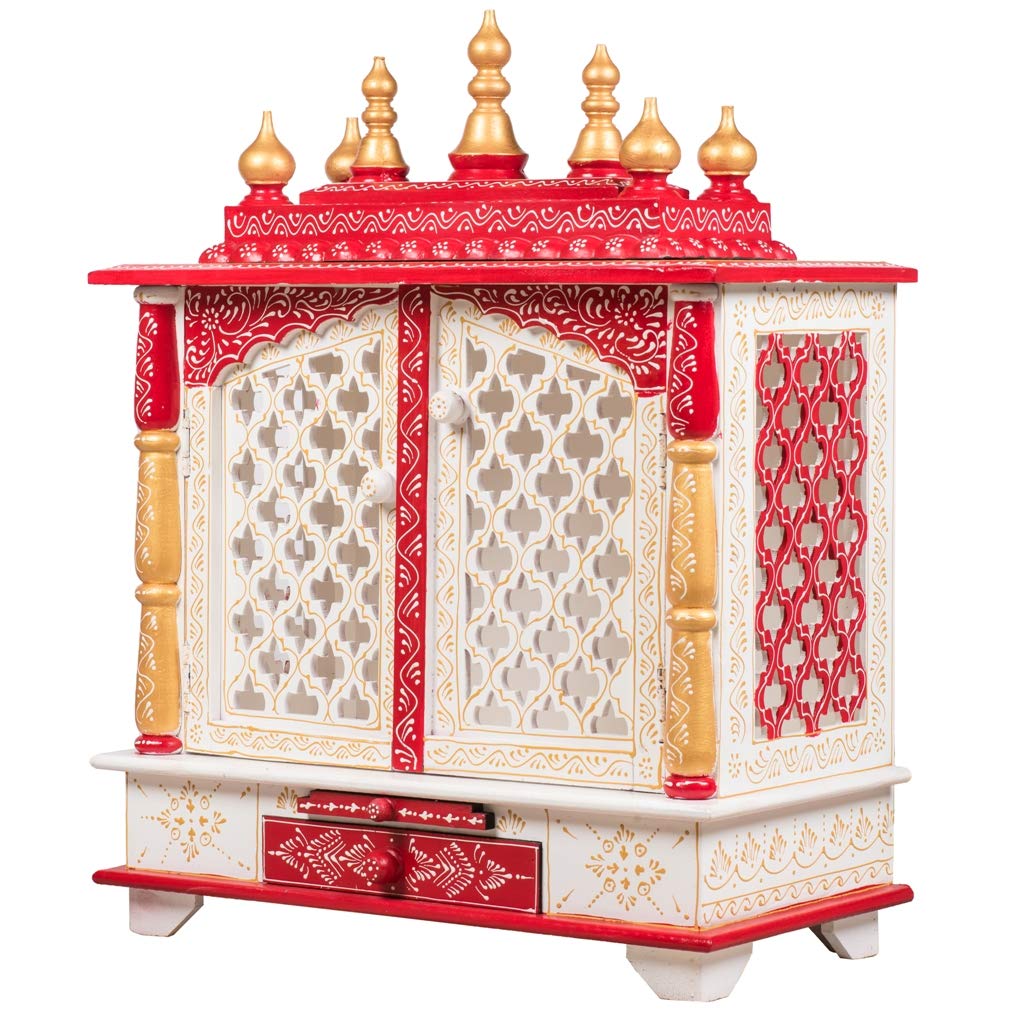 Wooden Temple With Door, Multicolor, 22x11x28 Inch