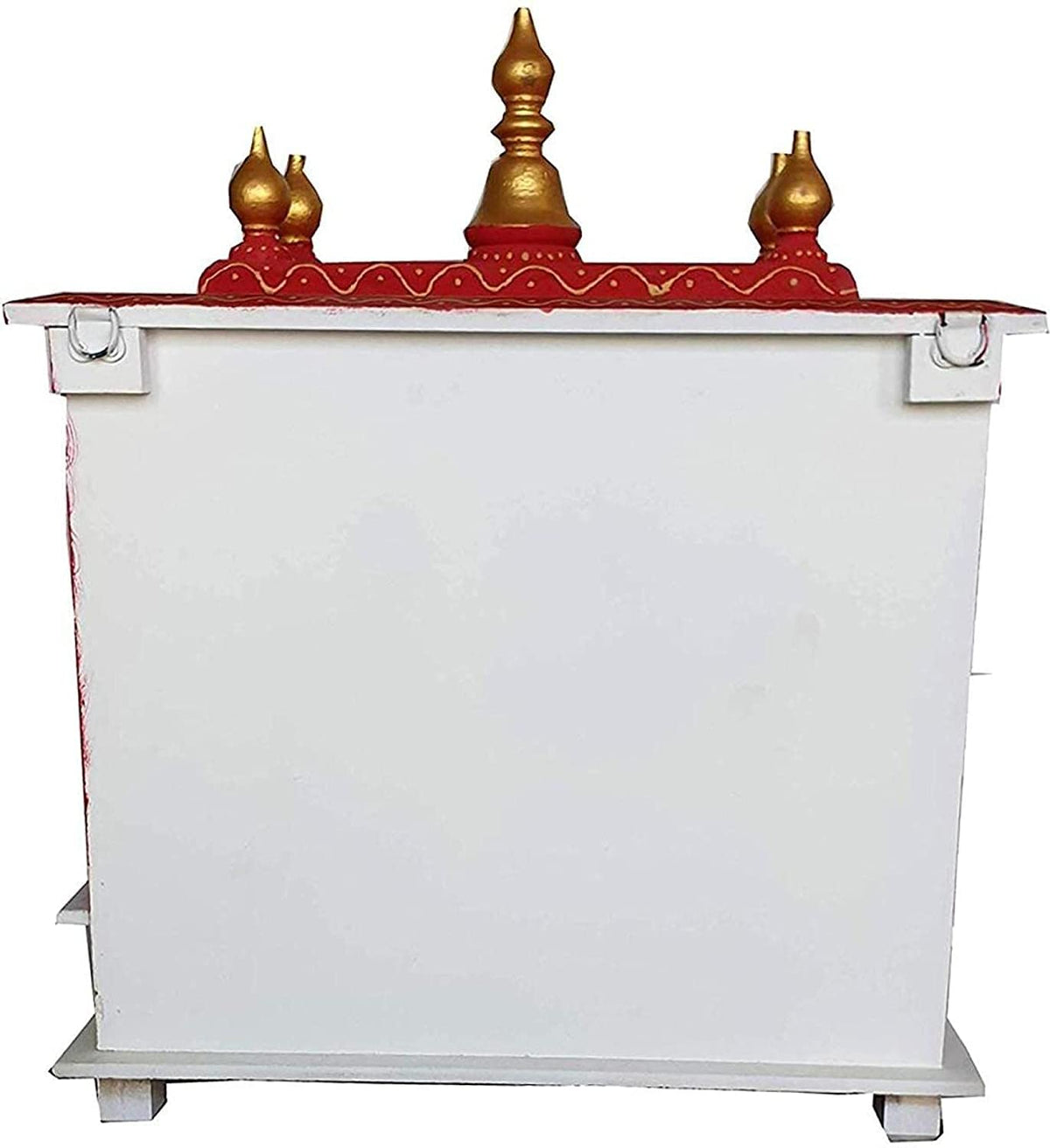 Wooden Temple With Door, White & Red, 18x9x21 Inch