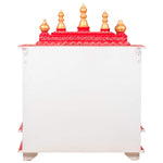 Wooden Pooja Ghar For Home, White & Red, 22x11x28 Inch