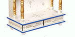 Wooden Temple/Pooja Ghar, White & Blue, 18x9x21 Inch